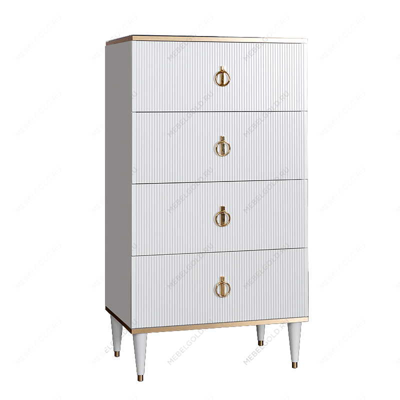 Комод 4 ящика Римини СОЛО (Белый/Золото) РМКМ-6(s)