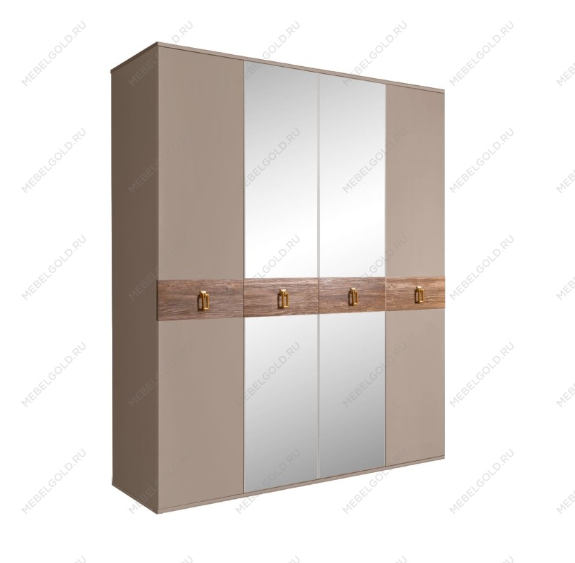 Шкаф 4-х дв. с зеркалами Bogemia Wood Fa (Мокка/Золото) БМШ1/4(Wo)