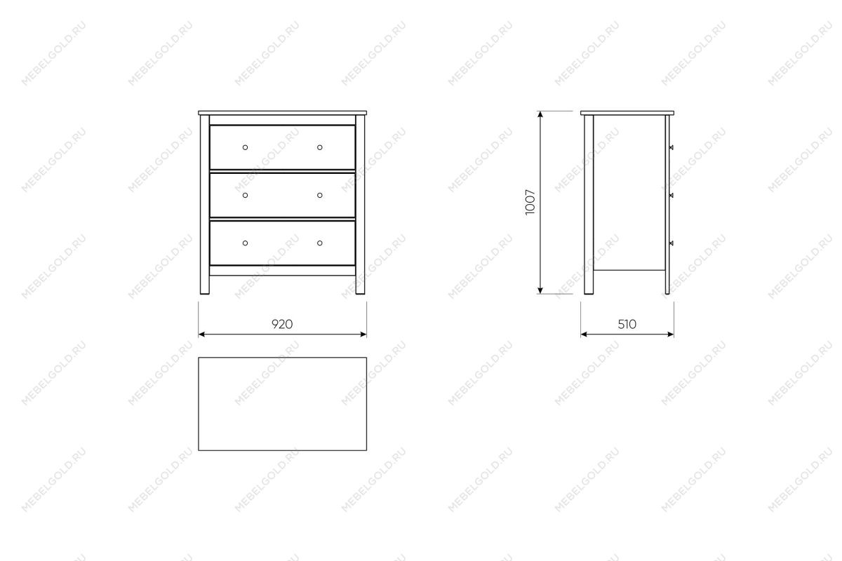 САГА комод 3 ящика белый/ясень | изображение 3