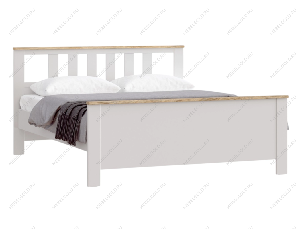 САГА кровать двойная 160х200 белая/ясень