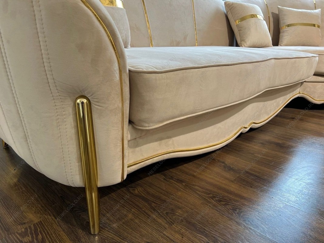 Диван Лара угловой 3-у-1 бежевый золото | изображение 7