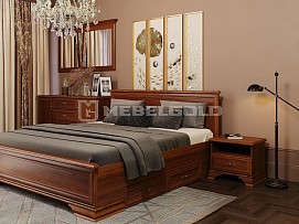 Кровать Кентаки LOZ/180+выкатные тумбы каштан