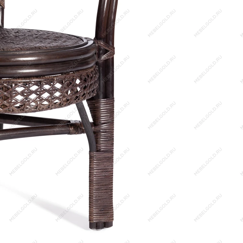 Комплект PELANGI 02/15 ( стол со стеклом + 4 кресла ) [с подушками], ротанг, кресло 65х65х77см, стол диаметр 64х61см, walnut (грецкий орех) | изображение 9