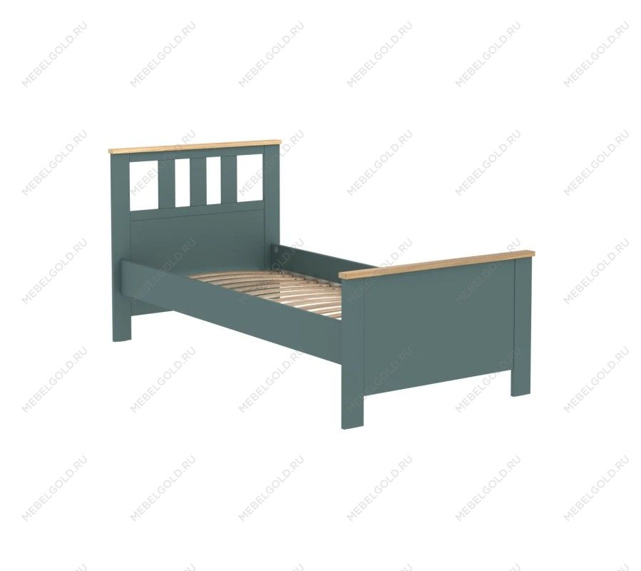 САГА кровать одинарная 90х200 темно-бирюзовая/ясень | изображение 2