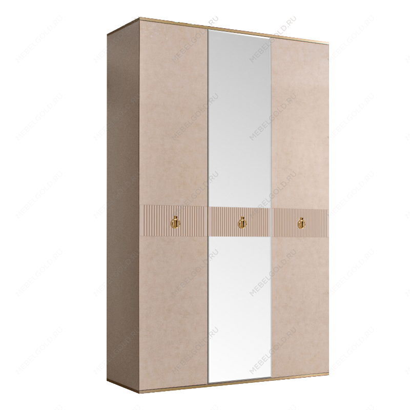 Шкаф 3-х дверный с зеркалом Римини СОЛО (Латте/Золото) РМШ1/3(s)