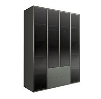 Шкаф 4-х дв. с ящиками Bogemia Air (Серый/Серебро) БМШ2/42(4)