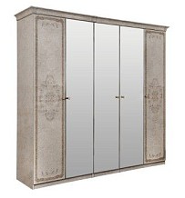 Шкаф Патрисия 5-дверный (2+1+2) с зеркалом крем корень глянец