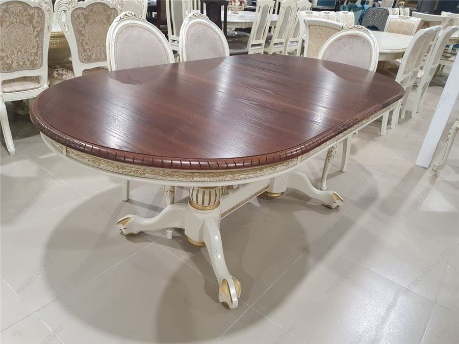 Стол Азия стол (комбинированый/подстолье 1013+патина золото/столешница т. орех)