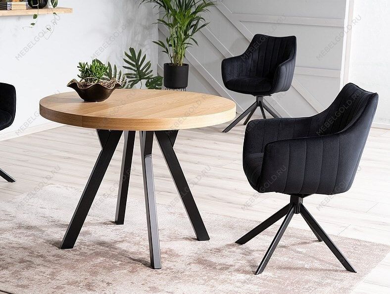 Стол обеденный Signal DOMINGO раскладной (дуб натуральный/черный) | изображение 2