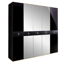 Шкаф 5-ти дверный с зеркалом Римини СОЛО (Черный/Серебро) РМШ1/5(s)
