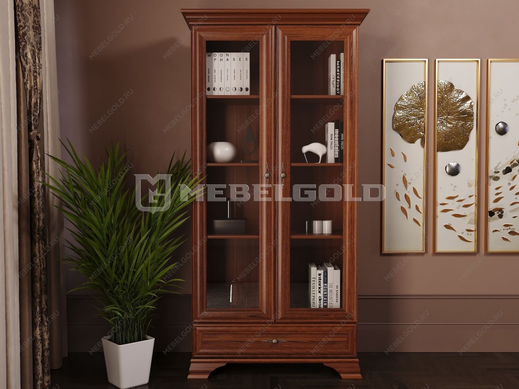 Шкаф с витриной Кентаки REG2W1S каштан | изображение 1