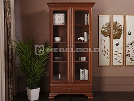 Шкаф с витриной Кентаки REG2W1S каштан