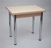 Стол обеденный ЛС-831 (Бежевые круги/ноги Хром/кромка+царги Дуб беленый)