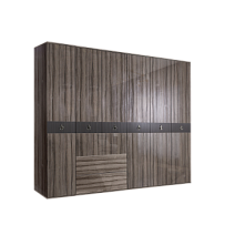 Шкаф 6-ти дверный с ящиками Римини СОЛО (Орех империя/Серебро) РМШ2/61(s)