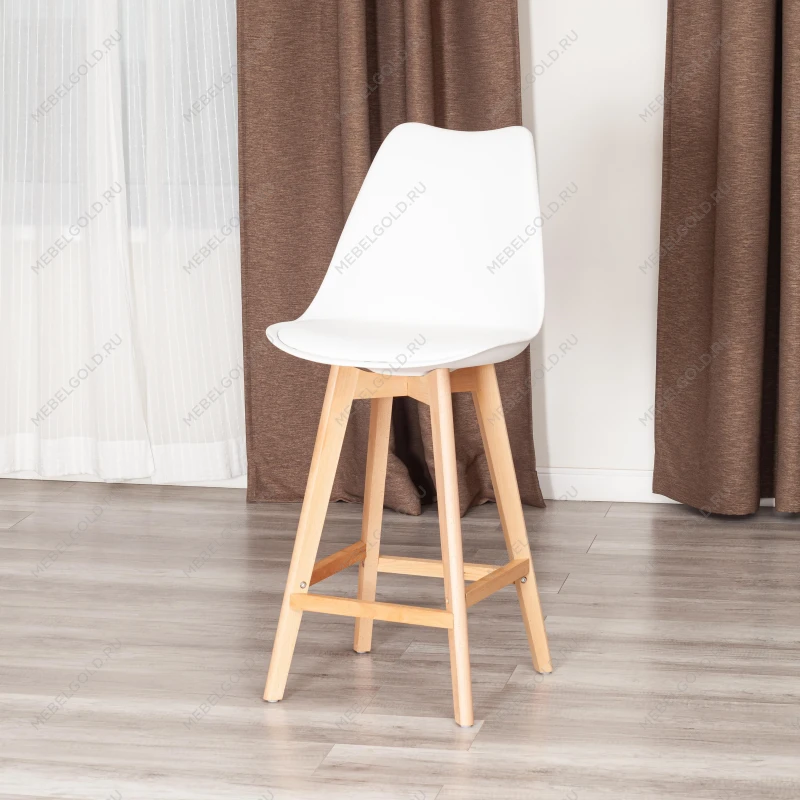 Стул барный TULIP BAR (mod. C1014H-1)/1 шт. в упаковке, пластик/дерево, 42 х 47,5 х 104 см, White (Белый) 70029/ натуральный | изображение 10