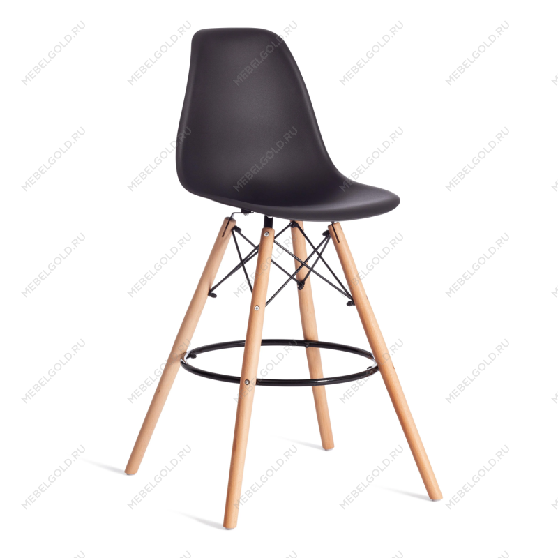 Стул барный Cindy Bar Chair (mod. 80-1), дерево бук/металл/пластик, 50 х 51 х 109 см, Black (Черный) 3010/ натуральный
