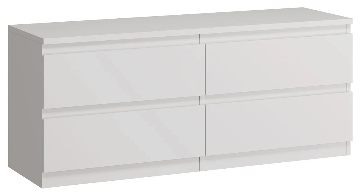 Тумба для ТВ Кастор, 4 ящика, 130х40х54 см, белая