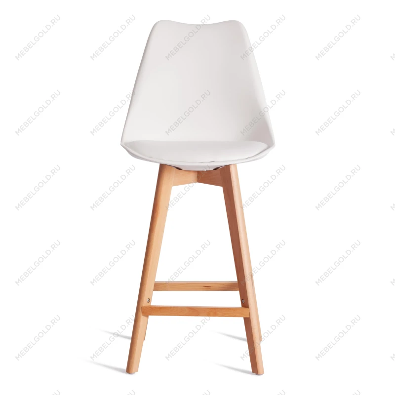 Стул барный TULIP BAR (mod. C1014H-1)/1 шт. в упаковке, пластик/дерево, 42 х 47,5 х 104 см, White (Белый) 70029/ натуральный | изображение 4