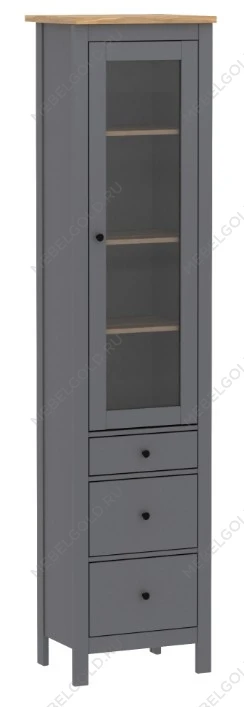САГА шкаф с витриной 50 серый/ясень