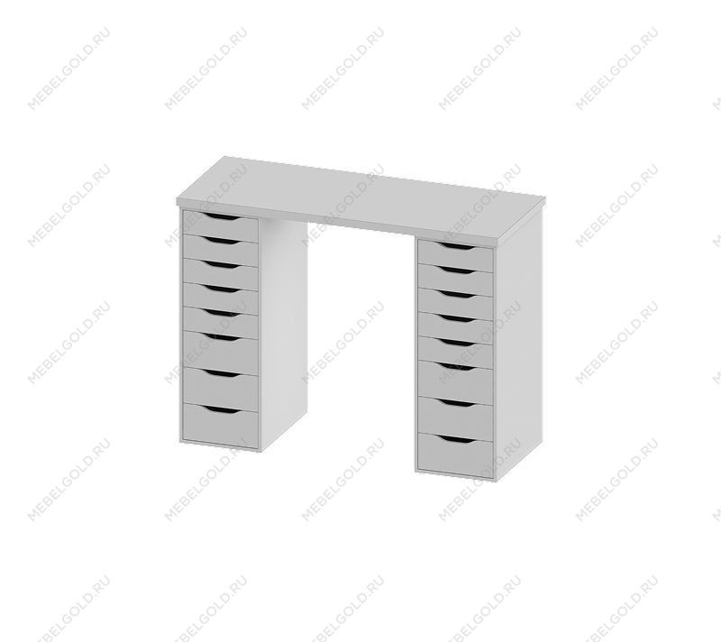 ИНГАР стол письменный ИКЕА / IKEA белый, 140x75, с двумя высокими тумбами | изображение 2