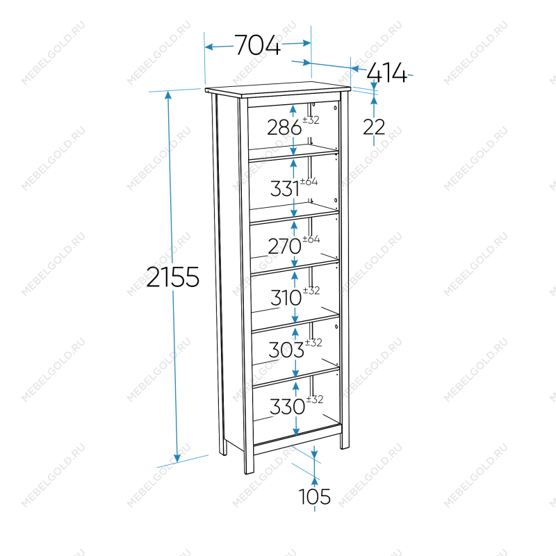 САГА стеллаж 70 белый/ясень | изображение 3