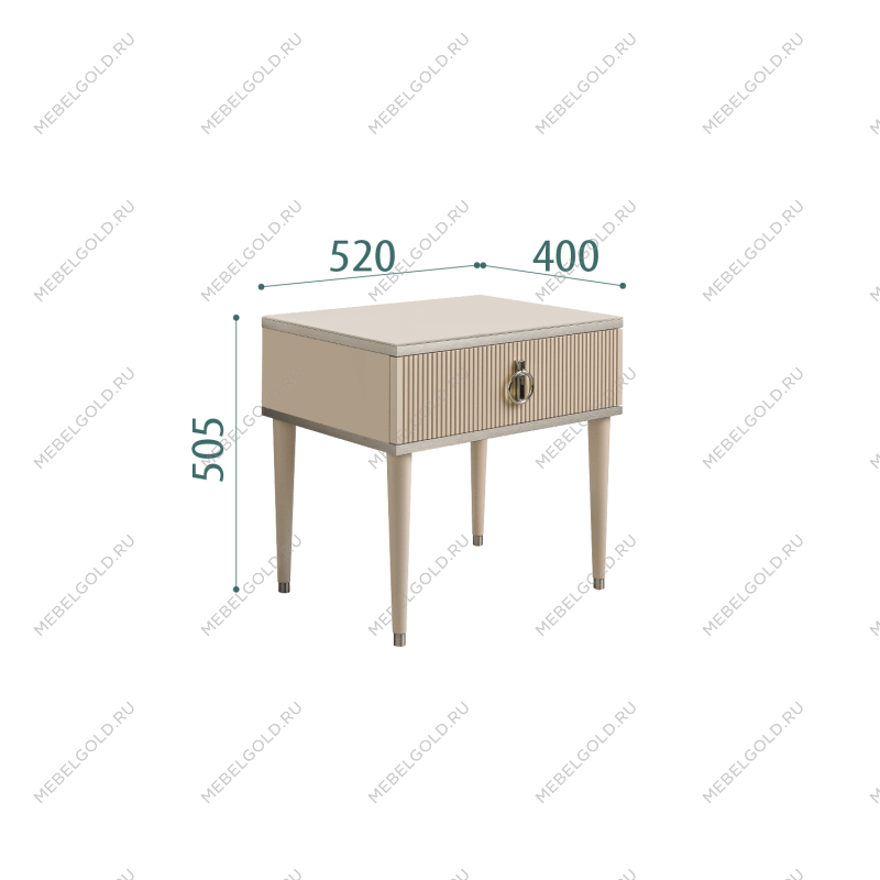 Тумба прикроватная Римини СОЛО (Ваниль/Серебро) РМТП-1(s)