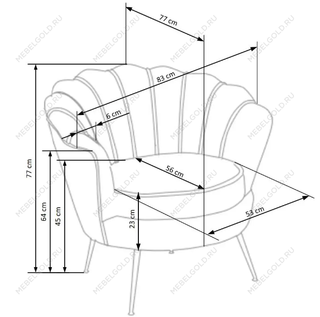 Кресло Halmar AMORINITO (светло-розовый/золотой) | изображение 10