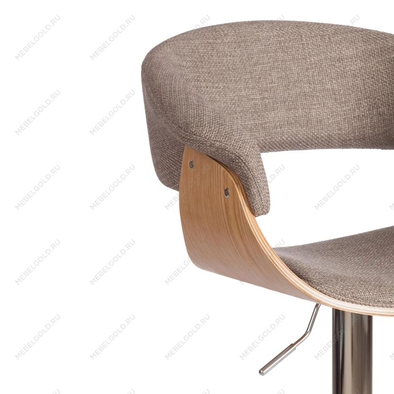 Барный стул VIMTA (mod.4021S), металл/дерево/ткань, 60х51х91,5-112,5 см, выс. сид. 61,5-82,5 см, бежевый/натур./хром, Aimcasa 5 | изображение 8