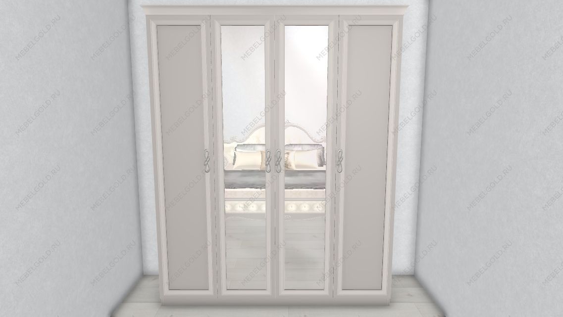 Шкаф Мишель Лайт 4-дверный с зеркалом серый | изображение 1