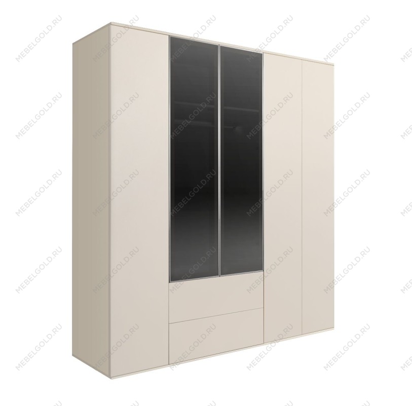 Шкаф 5-ти дв. с ящиками Bogemia Air (Слоновая кость/Серебро) БМШ2/52(2)