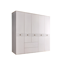 Шкаф 5-ти дверный с ящиками Римини СОЛО (Белый/Серебро) РМШ2/51(s)