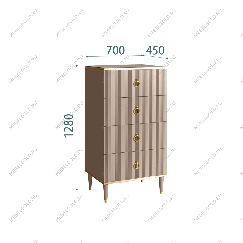 Комод 4 ящика Римини СОЛО (Мокка/Золото) РМКМ-6(s)