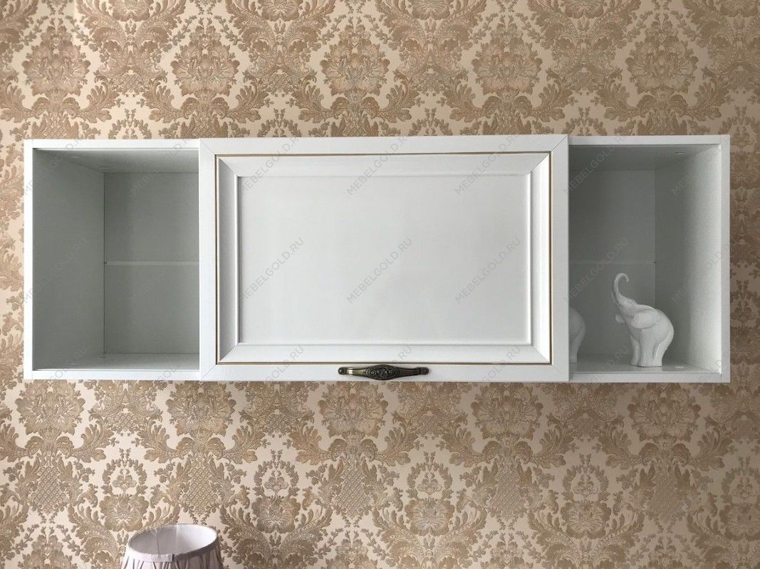 Полка навесная книжная Натали белый глянец | изображение 4