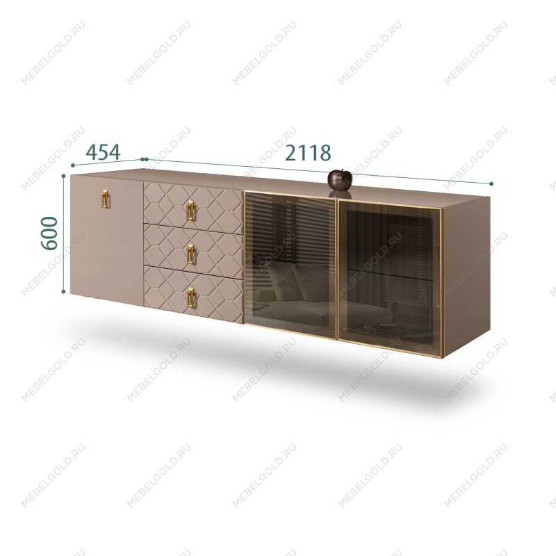 Комод 2.1м Bogemia Fly Fa (Мокка) (Lakobel/Золото) БМКМ-5[5][10]