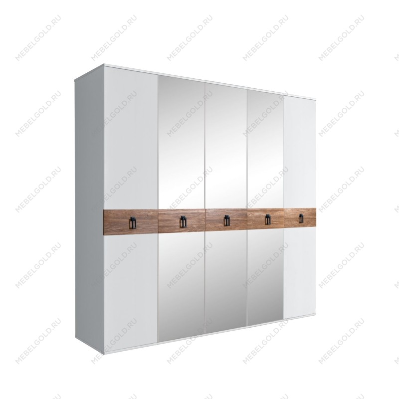 Шкаф 5-ти дв. с зеркалами Bogemia Wood Fa (Белый/Черный) БМШ1/5(Wo)
