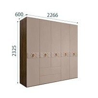 Шкаф 5-ти дверный с ящиками, Bogemia Woodline Wood Fi (Мокка/Хром) БМШ2/51(Wo)