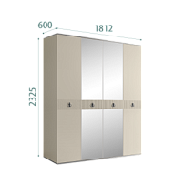 Шкаф 4-х дверный с зеркалом Римини СОЛО (Ваниль/Серебро) РМШ1/4(s)