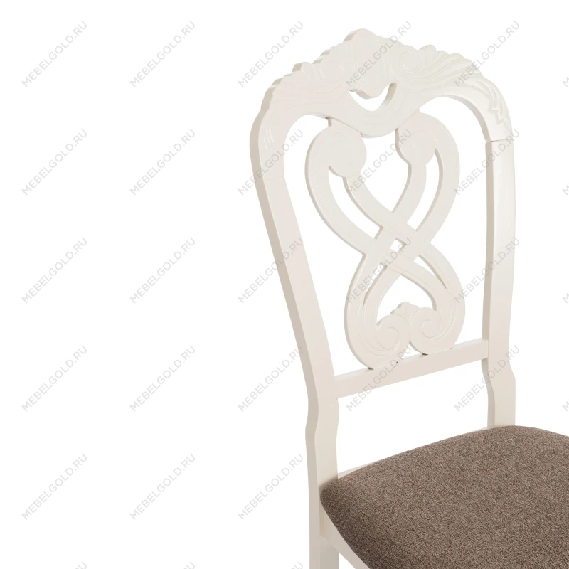 Стул -Андромеда/Andromeda, дерево гевея, 47х55,5х107 см, Ivory white, ткань коричневая S168-7 | изображение 6