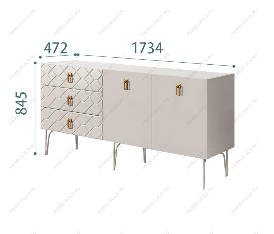 Комод 1.6м Bogemia Farfalle (Шелк) (Novabuk/Черный) БМКМ-4(Fa)