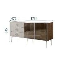 Комод 1.6м Bogemia Woodline Fi (Шелк) (Novabuk/Хром) БМКМ-4[5]