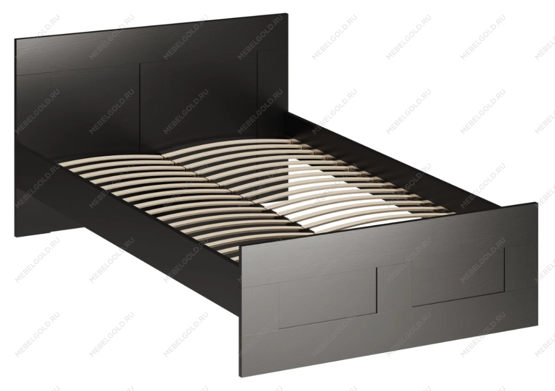 Кровать двуспальная ГУД ЛАКК Сириус, 120х200 см, черный, дуб венге
