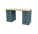 ИНГАР 2/55 стол письменный 140x75x55, дуб беленый/серо-бирюзовый | изображение 2