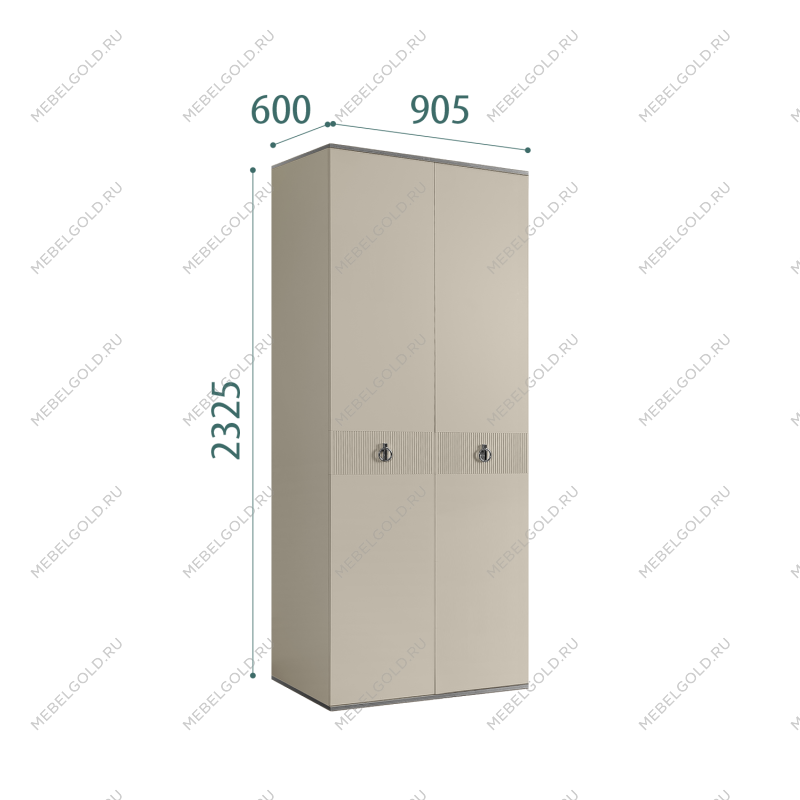 Шкаф 2-х дверный Римини СОЛО (Ваниль/Серебро) РМШ2/2(s)