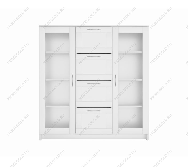 БРИМНЭС / СИРИУС тумба ИКЕА / IKEA 2 двери со стеклом и 4 ящика 117х123 белая | изображение 1