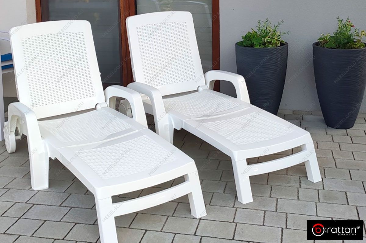 Шезлонг B:rattan MIAMI складной, белый | изображение 4