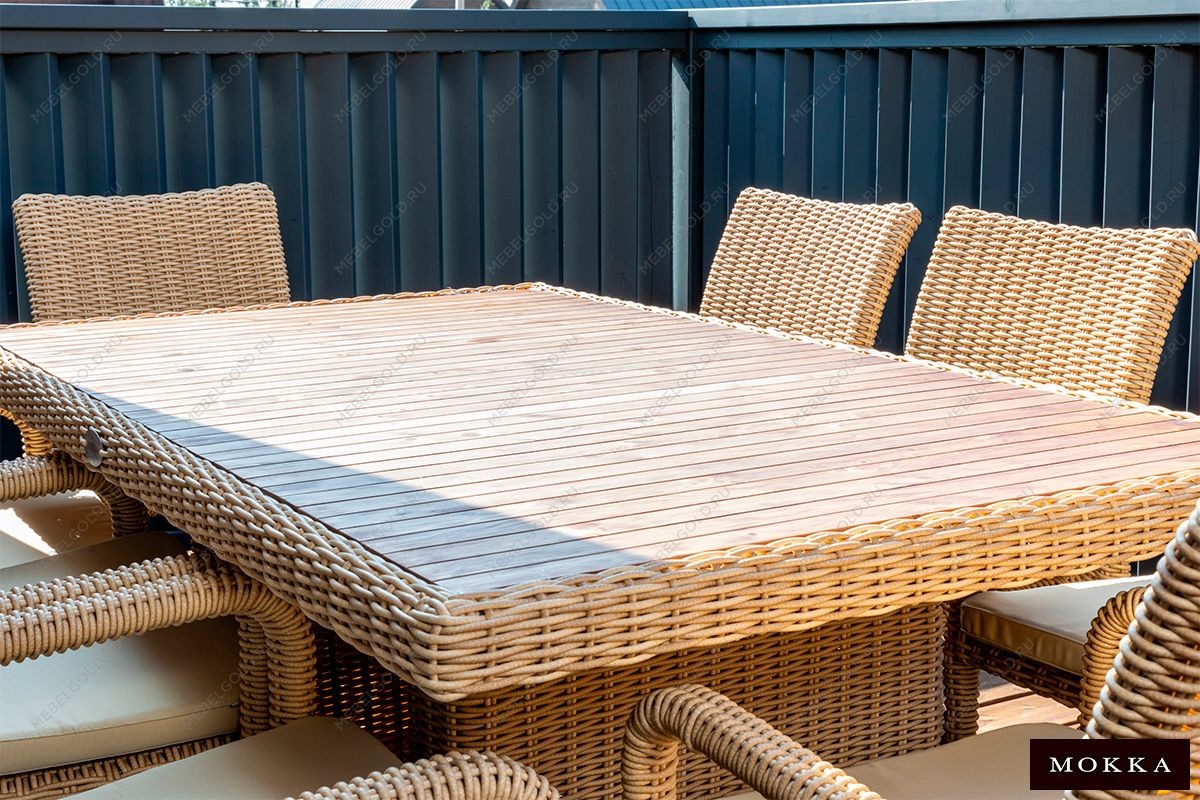 MOKKA BELLA стол прямоугольный с деревянной столешницей, соломенный | изображение 1