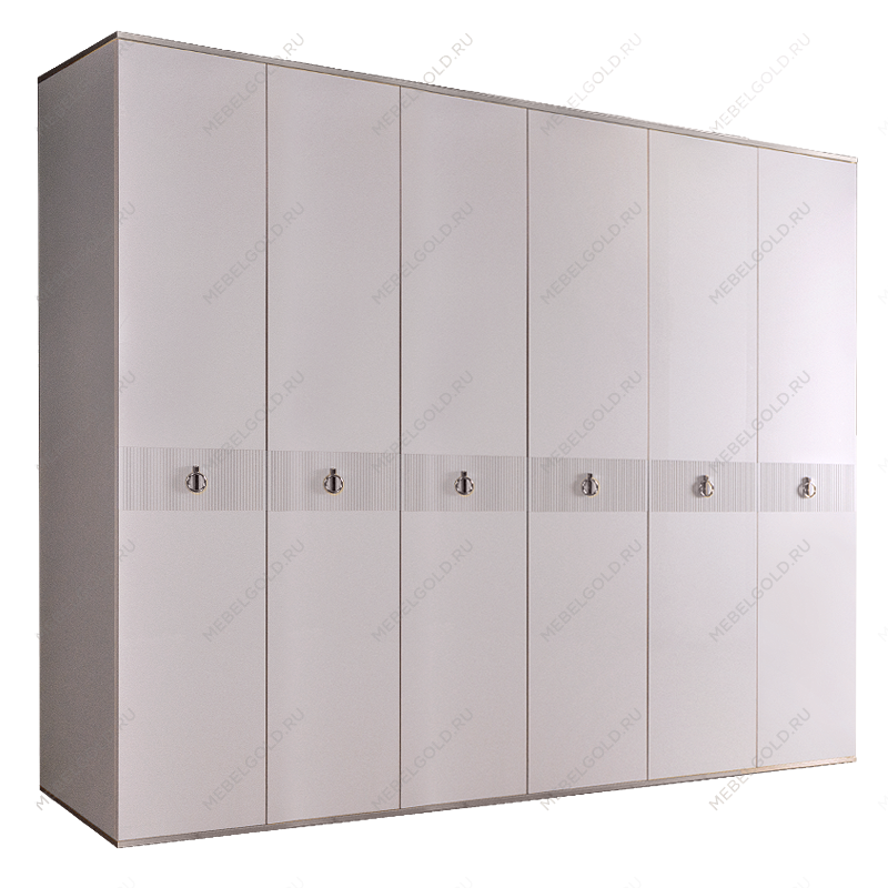 Шкаф 6-ти дверный Римини СОЛО (Белый/Серебро) РМШ2/6(s)