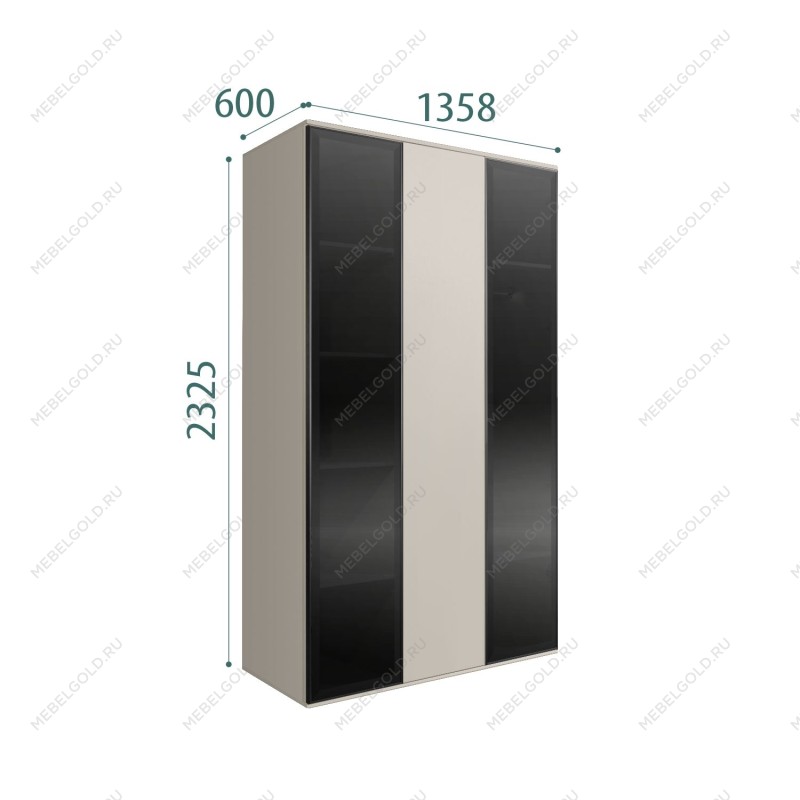 Шкаф 3-х дверный Bogemia Air (Шелк/Черный) БМШ2/3(2)