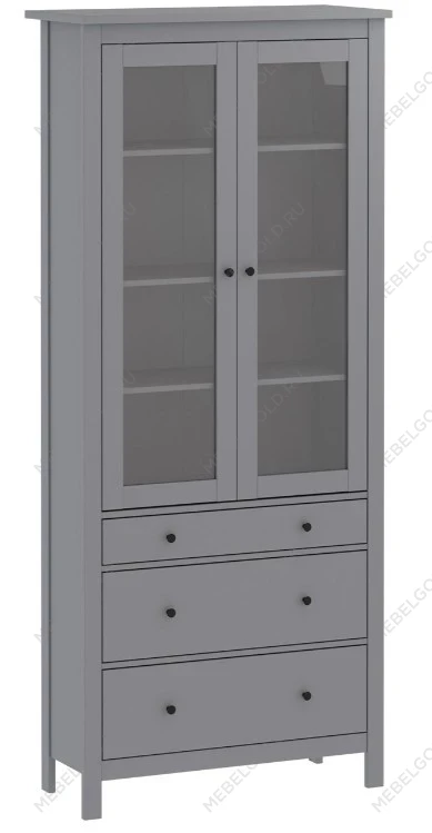 САГА шкаф с витриной 90 серый