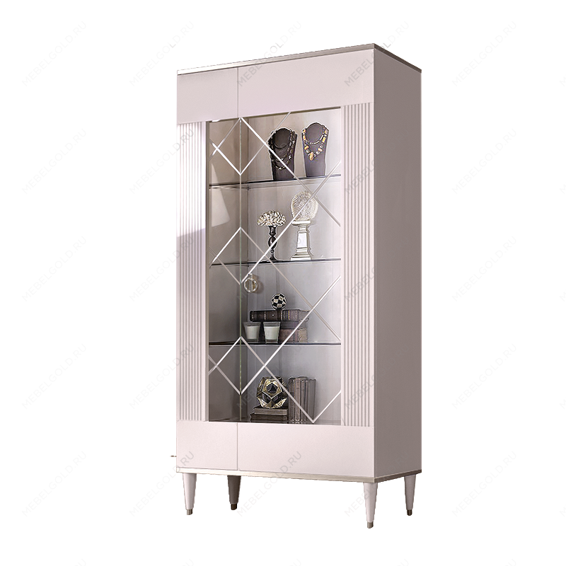 Витрина 2-ств. Римини СОЛО (Белый/Серебро) (Правая) РМВ2-2С(s)